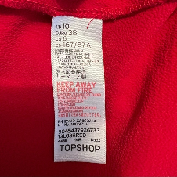 TopShop Cold Shoulder Top Ruffle Red 6 - Picture 12 of 13